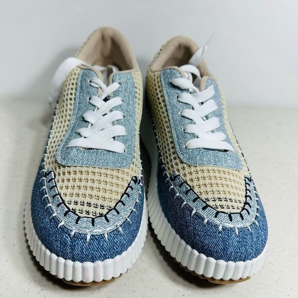 Bamboo REMI-01 Women Stiching Rhinestone Lace-Up Sneakers Size 8 - Picture 3 of 8